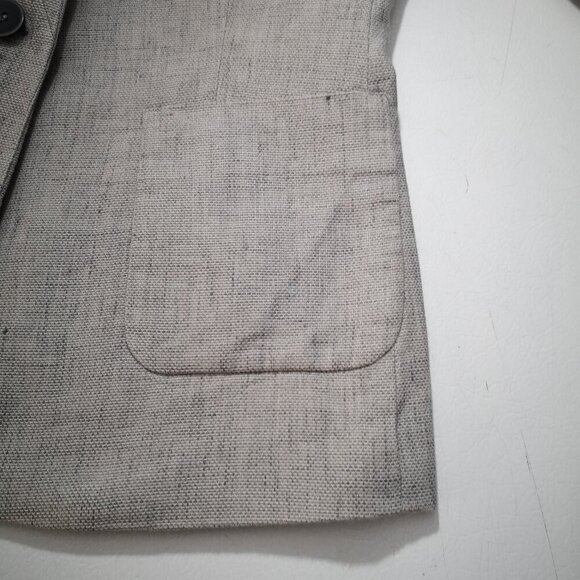 Zara Basics Collection Ladies Size 4 Grey & Beige Lined Tab Collar Blazer - Picture 9 of 11